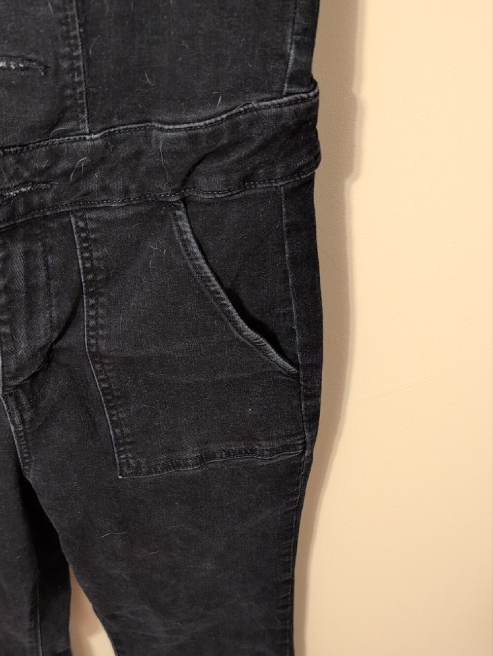 Button-Front Washed Black Country Denim Jumpsuit - Picture 4 of 8